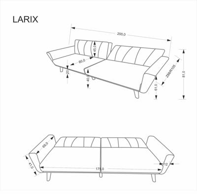 Кресло Halmar Диван HALMAR LARIX раскладной, серый арт. V-CH-LARIX-SOFA-POPIELATY