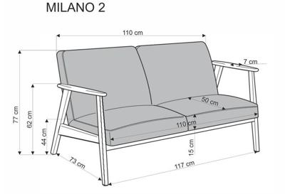 Кресло Halmar Диван HALMAR MILANO 2S tap. Castel 93 серый/орех арт. V-PL-MILANO_2S-SOFA-POPIEL