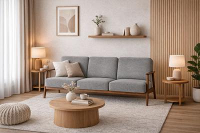 Кресло Halmar Диван HALMAR MILANO 3S tap. Castel 93 серый/орех арт. V-PL-MILANO_3S-SOFA-POPIEL