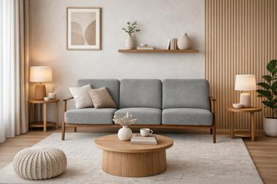 Кресло Halmar Диван HALMAR MILANO 3S tap. Castel 93 серый/орех арт. V-PL-MILANO_3S-SOFA-POPIEL