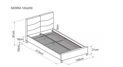 Кровать Signal Кровать SIGNAL SIERRA Velvet Bluvel 28 бежевый/дуб, 120/200 арт. SIERRAV120BED