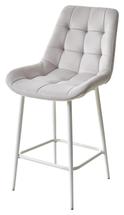 Барные стулья АЛВЕСТ Полубарный стул ХОФМАН, цвет H-09 Светло-серый, велюр / белый каркас H=63cm М-City арт. 688M04887
