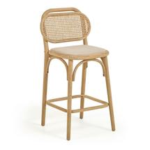 Барные стулья La Forma (ех Julia Grup) Стул Doriane из массива дуба высотой 65 см с натуральной отделкой и мягким сиденьем арт. 104852