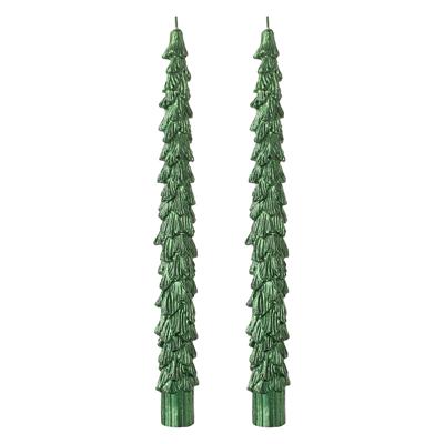 Декор Tkano Набор из двух свечей зеленого цвета из коллекции new year essential, 25 см арт. TK25-NY_CND0007