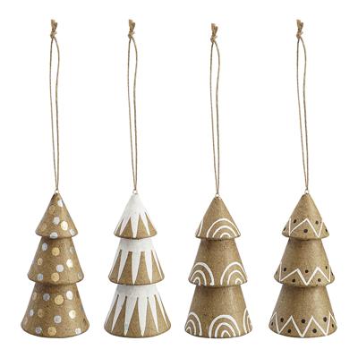 Декор Tkano Набор елочных украшений из папье-маше zero waste из коллекции new year essential, 4 шт. арт. TK23-NY_SET0018