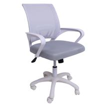 Кресло компьютерное AksHome Кресло рабочее, поворотное RICCI NEW, white, ткань/сетка, светло-серый арт. ZN-381505