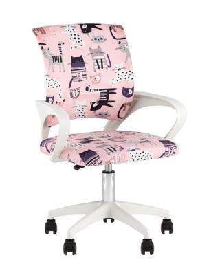 Кресло компьютерное TopChairs Кресло офисное TopChairs Simple SN Junior принт Pink Cats пластик белый арт. УТ000042084