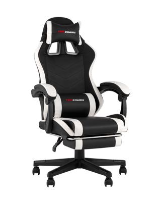 Кресло компьютерное TopChairs Кресло спортивное TopChairs Prophet с оттоманкой черно-белый арт. УТ000039480