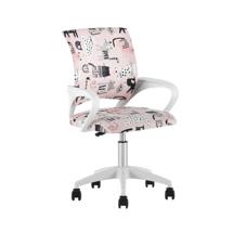 Кресло компьютерное TopChairs Кресло офисное TopChairs Simple SN Junior принт Pink Cats пластик белый арт. УТ000042084