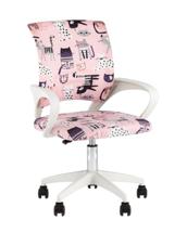 Кресло компьютерное TopChairs Кресло офисное TopChairs Simple SN Junior принт Pink Cats пластик белый арт. УТ000042084
