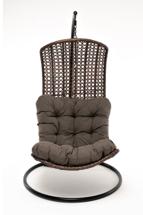 Кресло подвесное 4SIS "Виши" подвесное кресло-кокон из искусственного ротанга, цвет коричневый с серо-коричневой подушкой арт. YH-L23702W brown