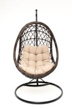 Кресло подвесное 4SIS "Венеция" подвесное кресло-кокон из искусственного ротанга, цвет бронзовый с бежевой подушкой арт. YH-L23703W Bronze
