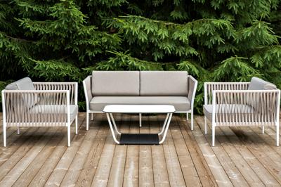 Лаунж зона 4SIS "Касабланка" лаунж-зона плетеная из роупа 4-местная, цвет серо-коричневый арт. KASS2C2T-4-SET biege