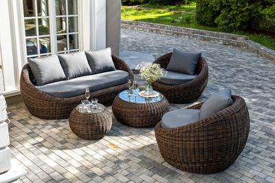 Лаунж зона 4SIS "Барселона" лаунж-зона из искусственного ротанга, цвет коричневый арт. BARS3C2T-4-SET brown