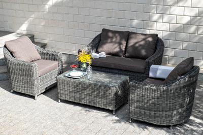 Лаунж зона 4SIS "Кон Панна" лаунж-зона из искусственного ротанга, цвет графит арт. KPS2C2TJ-4-SET graphite