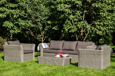 Лаунж зона 4SIS "Капучино" лаунж-зона из искусственного ротанга (гиацинт), цвет серый арт. KS3C2T-4-SET-TW gray