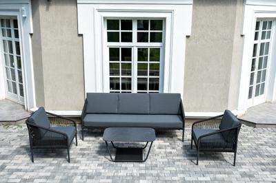 Лаунж зона 4SIS "Канны" лаунж-зона 5-местная плетеная из роупа (веревки), цвет темно-серый арт. KANS3C2T-4-SET D-gray