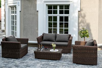 Лаунж зона 4SIS "Капучино Сингл" лаунж-зона из искусственного ротанга, цвет коричневый арт. KSS2C2T-4-SET brown