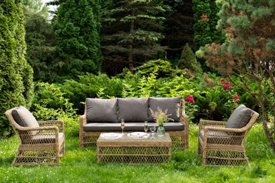 Лаунж зона 4SIS "Гранд Латте" лаунж-зона из искусственного ротанга, цвет соломенный арт. GLS3C2T-4-SET