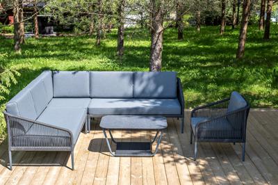 Лаунж зона 4SIS "Канны" модульная угловая лаунж-зона из роупа (веревки), цвет темно-серый арт. KAN-S5C1T1-5-SET D-gray