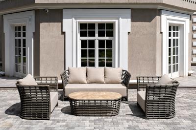 Лаунж зона 4SIS "Валенсия" лаунж-зона из искусственного ротанга, цвет серый арт. VALS3C2T-4-SET grey