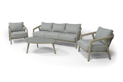 Лаунж зона 4SIS "Брюссель" лаунж-зона из искусственного ротанга, цвет серый, каркас под дерево (холодно-бежевый) арт. DF25101-5-set