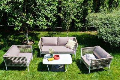 Лаунж зона 4SIS "Касабланка" лаунж-зона плетеная из роупа 4-местная, цвет серо-коричневый арт. KASS2C2T-4-SET