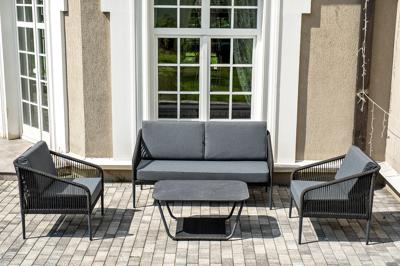 Лаунж зона 4SIS "Канны" лаунж-зона 4-местная плетеная из роупа (веревки), цвет темно-серый арт. KANS2C2T-4-SET D-gray