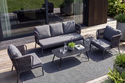 Лаунж зона 4SIS "Ронда" лаунж-зона 5-местная плетеная из роупа (веревки), каркас алюминиевый темно-серый, роуп серый 40 мм tex арт. RONS3C2TJ-4-SET