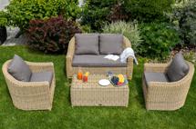 Лаунж зона 4SIS "Кон Панна" лаунж-зона из искусственного ротанга, цвет соломенный арт. KPS2C2TJ-4-SET