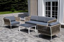 Лаунж зона 4SIS "Касабланка" лаунж-зона плетеная из роупа 5-местная, цвет серый арт. KASS3C2T-4-SET gray