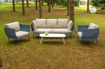 Лаунж зона 4SIS "Фиджи" лаунж-зона 5-местная плетеная из роупа (веревки), каркас алюминиевый темно-серый, роуп синий (KT18-014) арт. FIDS3C2T-4-SET Blue