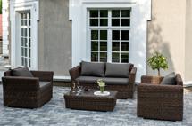 Лаунж зона 4SIS "Капучино Сингл" лаунж-зона из искусственного ротанга, цвет коричневый арт. KSS2C2T-4-SET brown