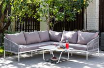 Лаунж зона 4SIS "Канны" модульная угловая лаунж-зона из роупа (веревки), цвет светло-серый арт. KAN-S5C1T1-5-SET H-gray