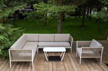 Лаунж зона 4SIS "Касабланка" модульная лаунж-зона из роупа (веревки), каркас из алюминия арт. KAS-S5C1T1-5-SET