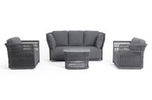 Лаунж зона 4SIS "Лугано" лаунж-зона 5-местная плетеная из роупа (веревки), каркас алюминиевый темно-серый, роуп темно-серый арт. LUGS3C2TJ-4-SET