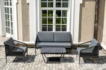 Лаунж зона 4SIS "Канны" лаунж-зона 4-местная плетеная из роупа (веревки), цвет темно-серый арт. KANS2C2T-4-SET D-gray