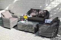 Лаунж зона 4SIS "Кон Панна" лаунж-зона из искусственного ротанга, цвет графит арт. KPS2C2TJ-4-SET graphite