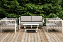 Лаунж зона 4SIS "Касабланка" лаунж-зона плетеная из роупа 4-местная, цвет серо-коричневый арт. KASS2C2T-4-SET biege