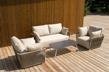 Лаунж зона 4SIS "Форли" лаунж-зона 4-местная плетеная из роупа (веревки), каркас алюминиевый светло-серый, роуп серо-коричневый арт. FORS2C2TJ-4-SET