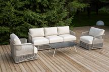 Лаунж зона 4SIS "Альбано" лаунж-зона 5-местная плетеная из роупа (веревки), каркас алюминиевый светло-серый, роуп серый меланж арт. ALBS3C2TJ-4-SET