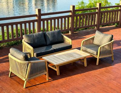 Лаунж зона IDEAL PATIO Лаунж зона LEONOREN с двухместным диваном и плетеным роупом арт. LEO.1037002