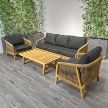 Лаунж зона IDEAL PATIO Лаунж зона LEONOREN с трехместным диваном и плетеным роупом арт. LEO.1037003