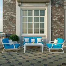 Лаунж зона IDEAL PATIO Лаунж зона ESTIVO голубая - белый каркас арт. EST.1023002
