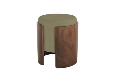 Мебель Ellipsefurniture Пуф Lagom (серо-зеленый FiberGuard, орех) арт. LG010321590301