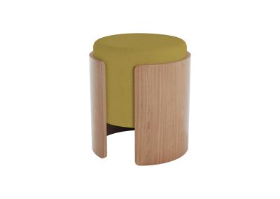 Мебель Ellipsefurniture Пуф Lagom (янтарный FiberGuard, натуральный дуб) арт. LG010323590201