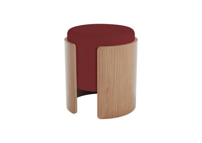 Мебель Ellipsefurniture Пуф Lagom (бордовый FiberGuard, натуральный дуб) арт. LG010318500201