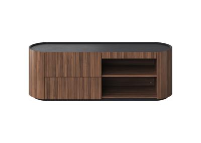 Мебель Ellipsefurniture Тумба Lagom под ТВ 2 ящика 2 полки ширина 140 см (орех, черный) арт. LG01380200120