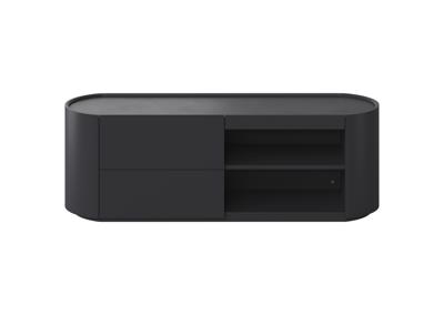 Мебель Ellipsefurniture Тумба Lagom под ТВ 2 ящика 2 полки ширина 140 см (черный) арт. LG01380210220