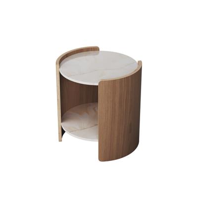 Мебель Ellipsefurniture Столик Lagom Stone D 43 см высота 45 см (камень LC, натуральный дуб) арт. LG016614112